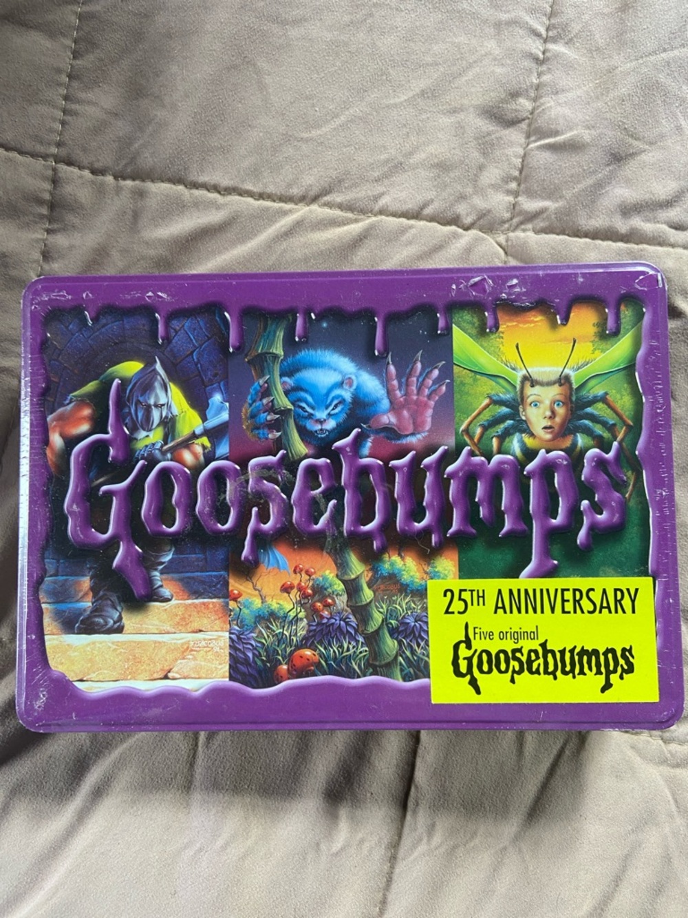 🏷️ BNWT Scholastic 5 Goosebumps Books in Collectors Tin Still Sealed